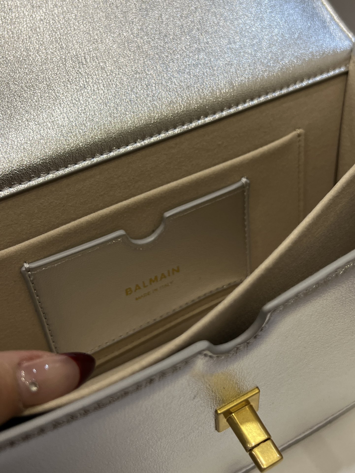 Balmain logo-plaque Leather Shoulder Bag in silver BALMAIN  0139