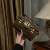 Balmain Brown Croc B-Buzz 19 Baguette Bag Balmain