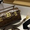 Balmain Brown Croc B-Buzz 19 Baguette Bag Balmain