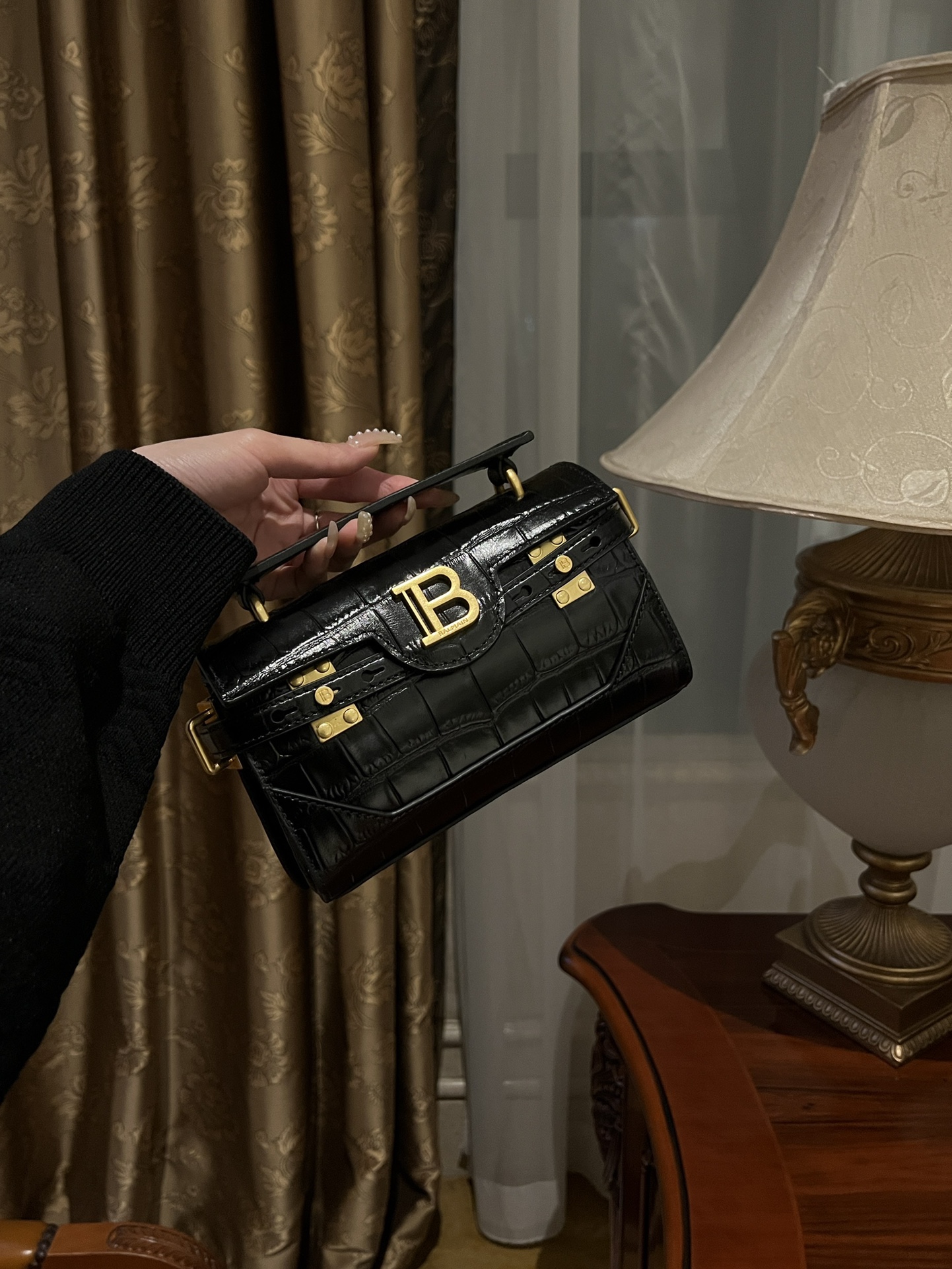 Bbuzz leather crossbody bag Balmain Black in Leather BALMAIN  0159
