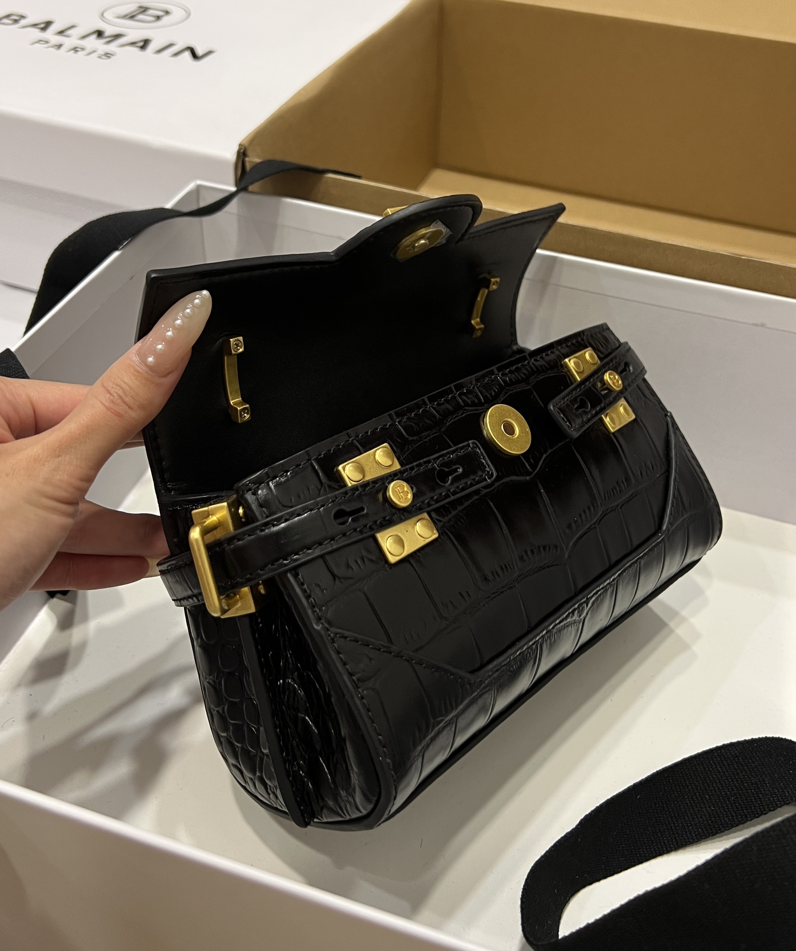 Balmain B Buzz 19 Hand Bag In Black Leather BALMAIN  0169