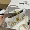 Balmain Women Blaze Grained Leather Clutch Bag-White