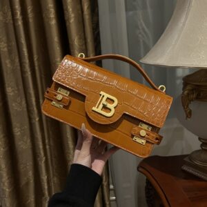 Balmain Bags Balmain Brown Croc Embossed Mini Bag