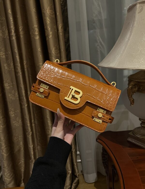 Balmain Bags Balmain Brown Croc Embossed Mini Bag