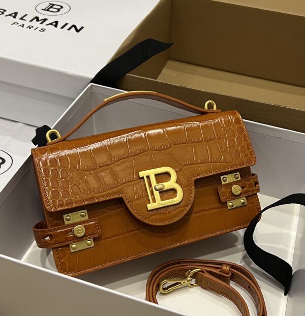 Balmain Smooth leather B-Buzz 24 bag red brown - Women | BALMAIN