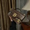 Balmain B-Buzz 24 grained monogram leather Shoulder bag brown