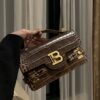 Balmain B-Buzz 24 grained monogram leather Shoulder bag brown