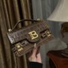 Balmain B-Buzz 24 grained monogram leather Shoulder bag brown