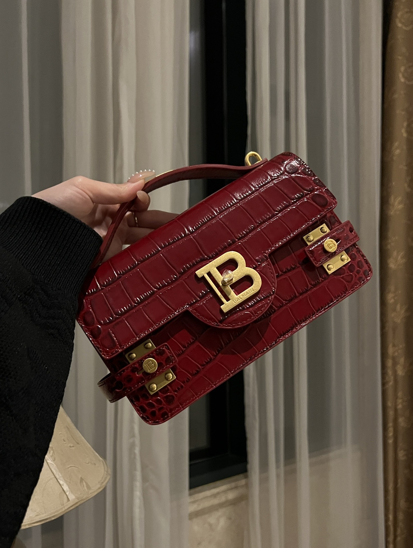 Balmain Smooth leather B-Buzz 24 bag red red - Women | BALMAIN