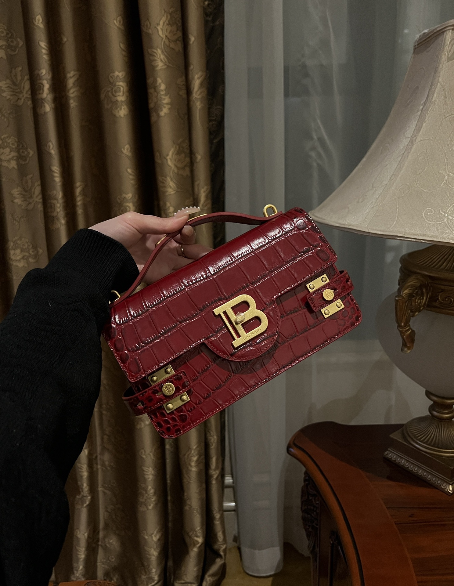 Balmain Smooth leather B-Buzz 24 bag red red - Women | BALMAIN