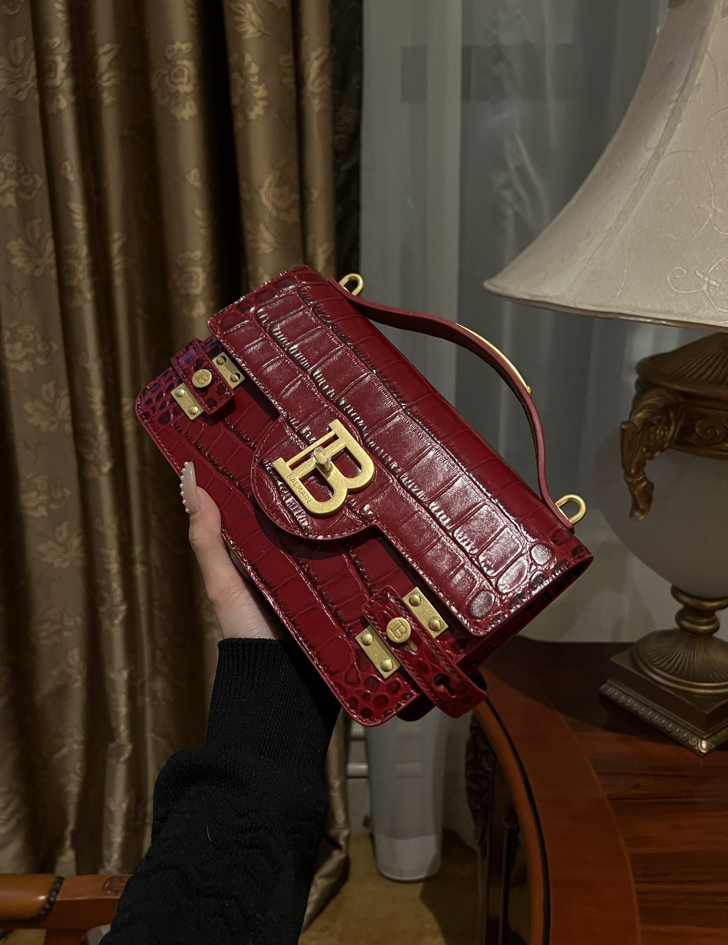 Balmain Smooth leather B-Buzz 24 bag red red - Women | BALMAIN