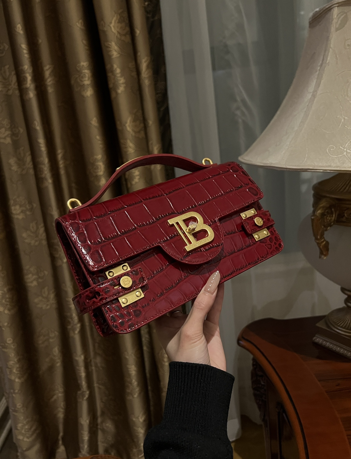 Balmain Smooth leather B-Buzz 24 bag red red - Women | BALMAIN