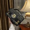 Balmain B-Buzz Shoulder 24 bag in calfskin and PB jacquard canvas