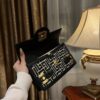 Balmain B-Buzz Shoulder 24 bag in calfskin and PB jacquard canvas
