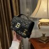 Balmain B-Buzz Shoulder 24 bag in calfskin and PB jacquard canvas