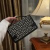 Balmain B-Buzz Shoulder 24 bag in calfskin and PB jacquard canvas