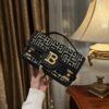 Balmain B-Buzz Shoulder 24 bag in calfskin and PB jacquard canvas