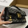 Balmain B-Buzz Shoulder 24 bag in calfskin and PB jacquard canvas