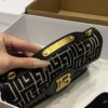 Balmain B-Buzz Shoulder 24 bag in calfskin and PB jacquard canvas