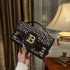 B-Buzz Shoulder 24 bag in calfskin and PB jacquard canvas - Women | BALMAIN