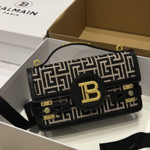Balmain BBuzz 24 Shoulder Bag in Monogram Jacquard Canvas