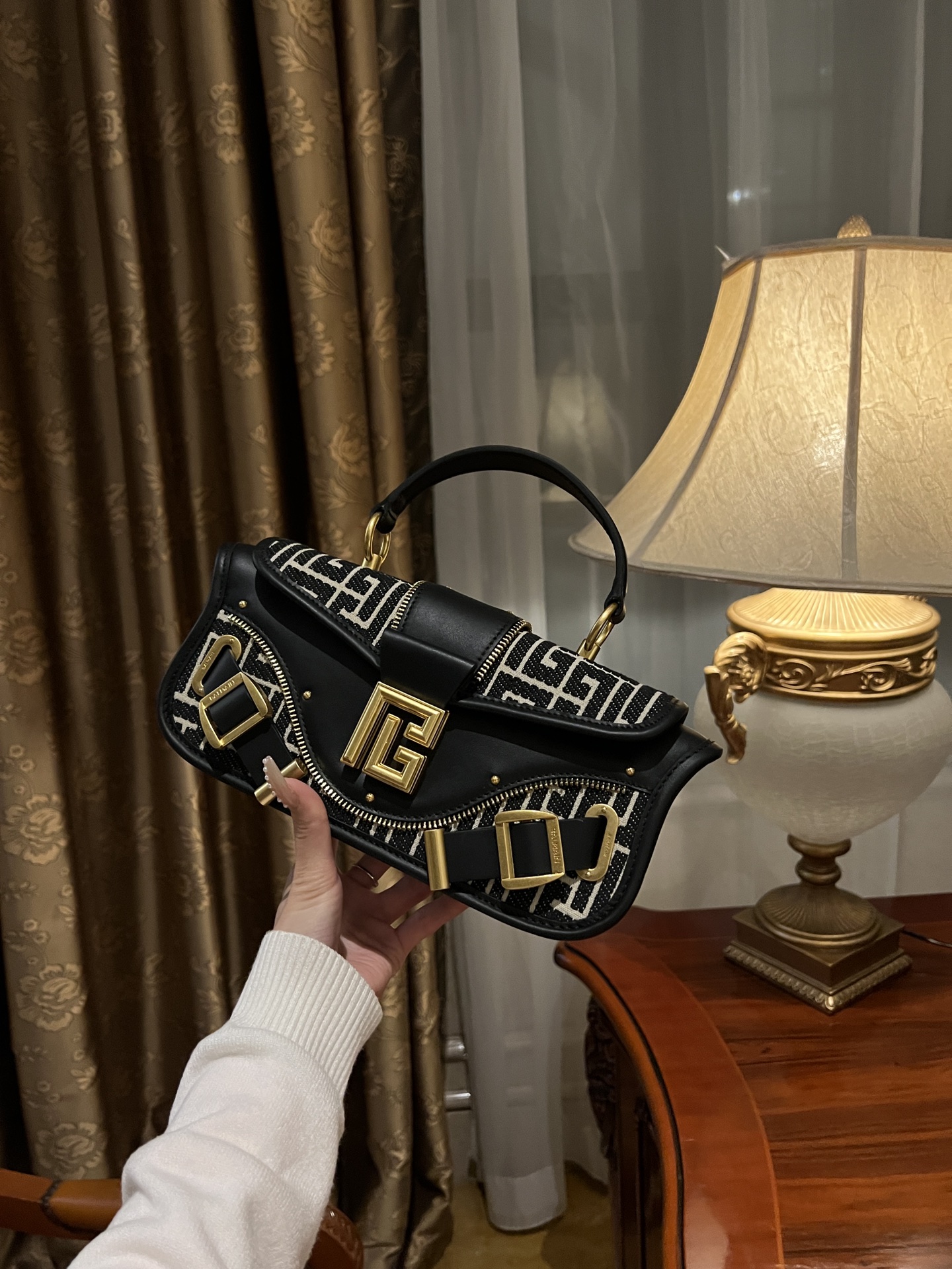 Balmain Blaze Small Leather Shoulder Bag In Multicoloured -