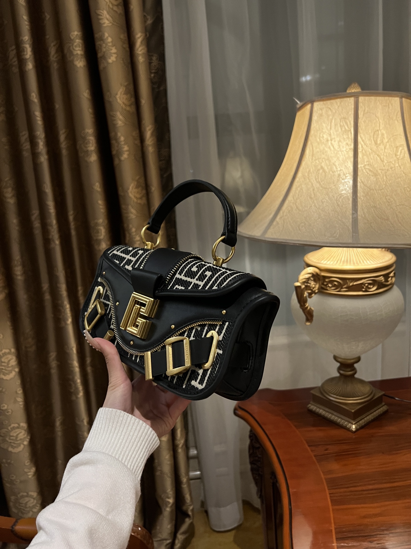 Balmain Blaze Small Leather Shoulder Bag In Multicoloured -