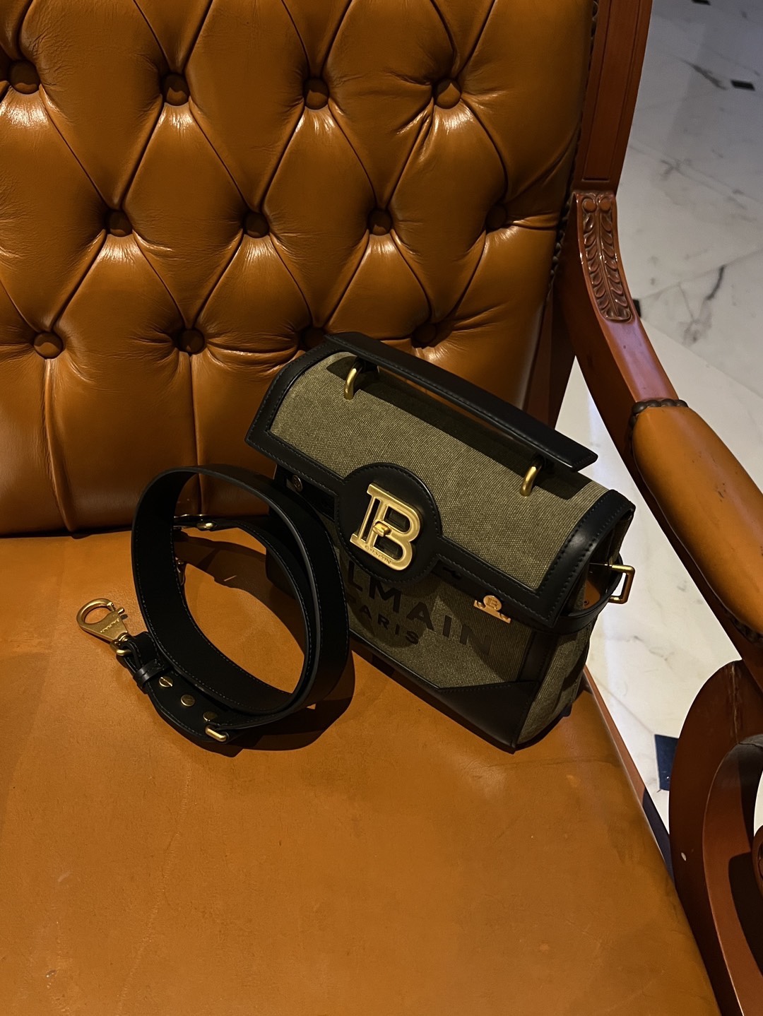 Balmain B-Buzz 23 Canvas Tote Bag | Green | BALMAIN  0338