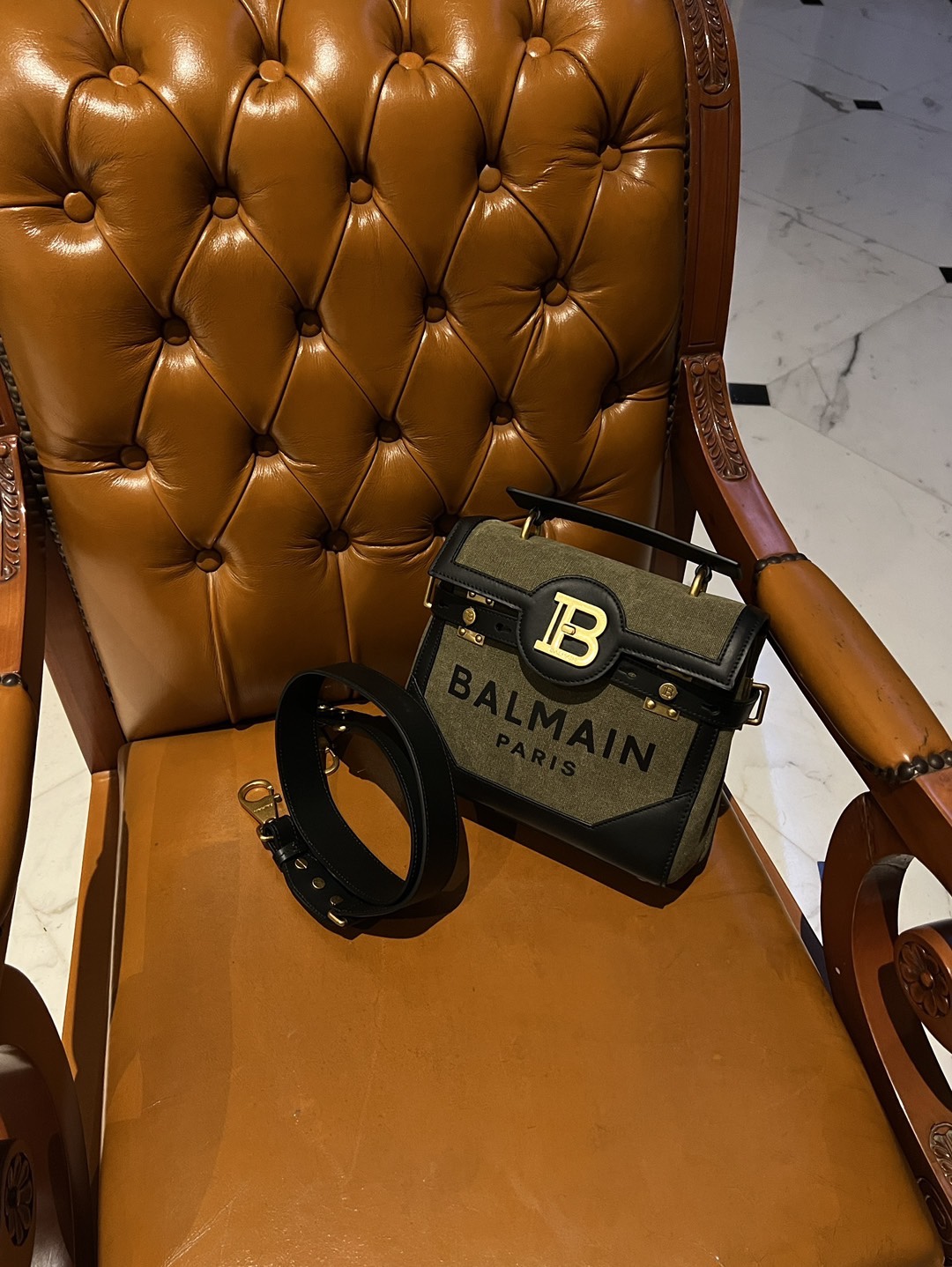 Balmain B-Buzz 23 Canvas Tote Bag | Green | BALMAIN  0338