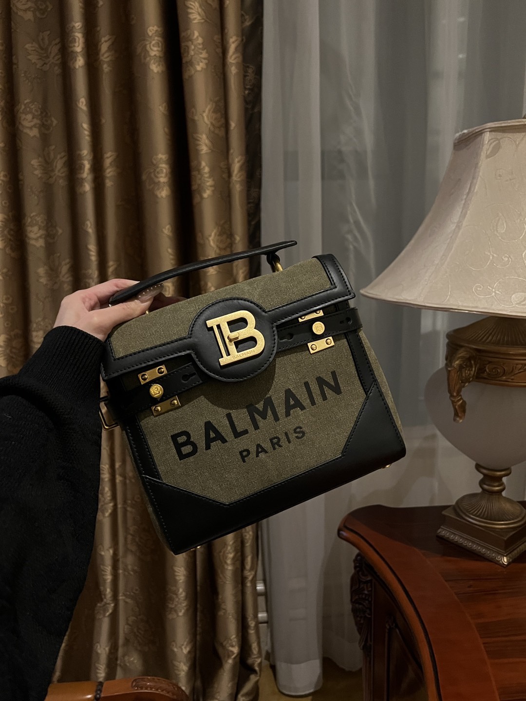 Balmain B-Buzz 23 Canvas Tote Bag | Green | BALMAIN  0338