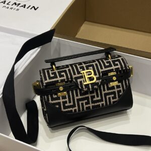 Balmain Women’s B-Buzz 19 Leather Bag with Jacquard