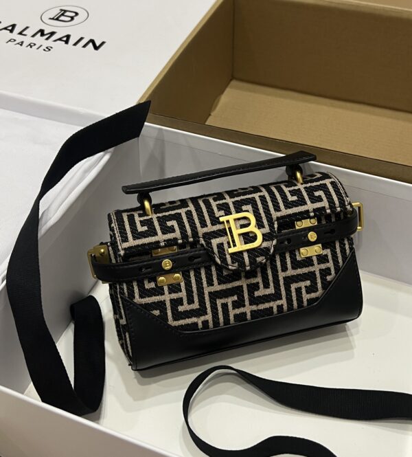 Balmain Women's B-Buzz 19 Leather Bag with Jacquard