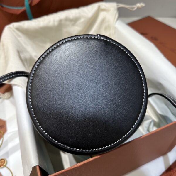 Loro Piana Extra Case Medium Saddle Leather Bucket Bag In Black