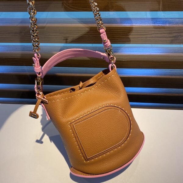 Delvaux Pin Mini Bucket Leather Handbag Brown ref.1748135