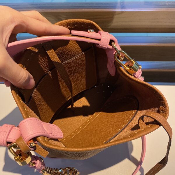 Delvaux Pin Mini Bucket Leather Handbag Brown ref.1748135