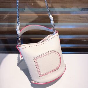 Delvaux White Taurillon Soft Pin Mini Bucket Shoulder Bag