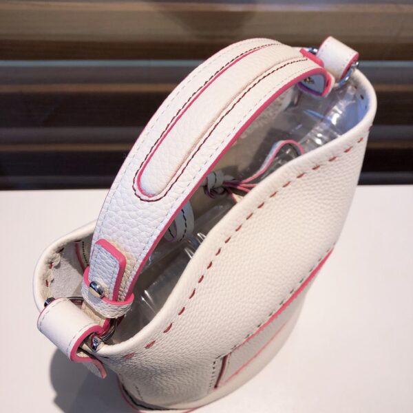 Delvaux White Taurillon Soft Pin Mini Bucket Shoulder Bag