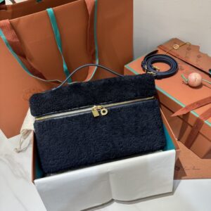 Loro Piana Extra Pocket 19 Cashfur Smooth Bag In Carbon navy blue| ModeSens