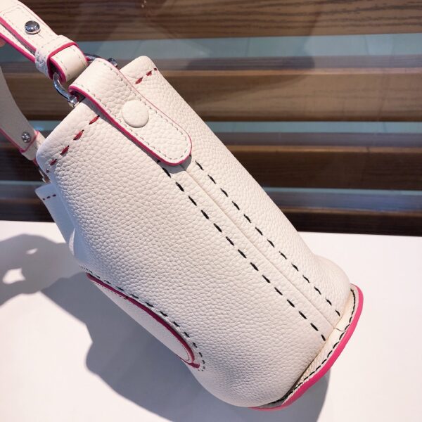 Delvaux White Taurillon Soft Pin Mini Bucket Shoulder Bag