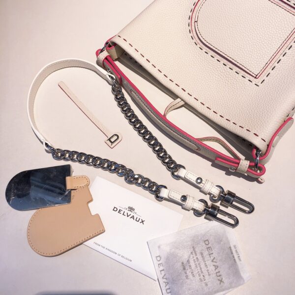 Delvaux White Taurillon Soft Pin Mini Bucket Shoulder Bag