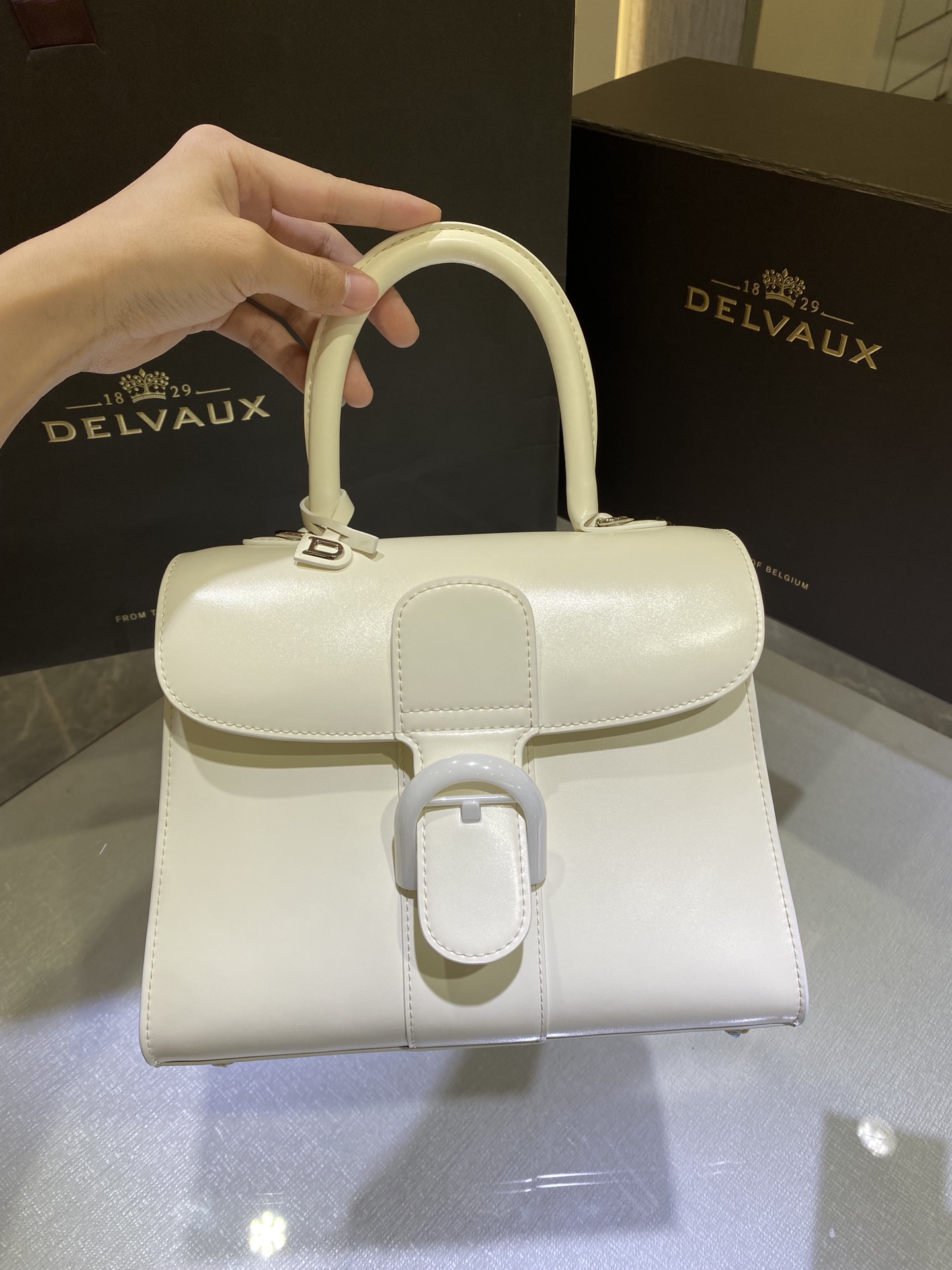 Brillant leather handbag Delvaux White in Leather – 53917390