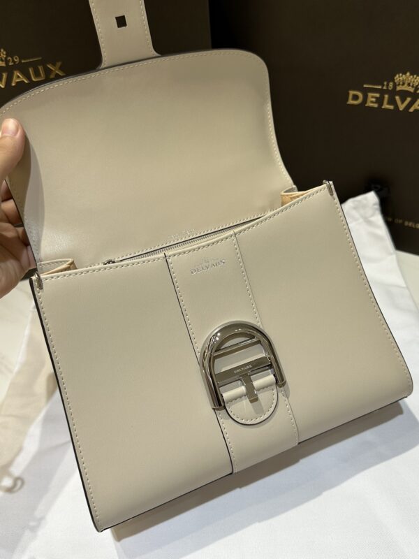 DELVAUX Box Calfskin MM Brillant Satchel Ivory beige1176373 |