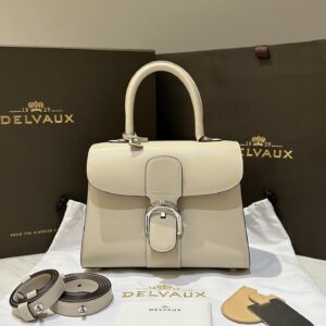 DELVAUX Box Calfskin MM Brillant Satchel Ivory beige1176373 |