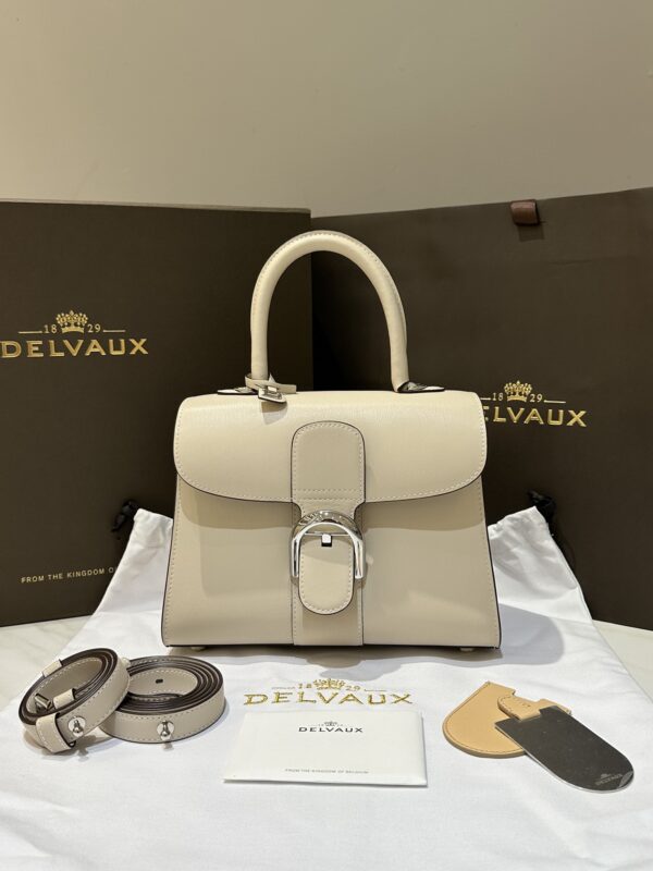 DELVAUX Box Calfskin MM Brillant Satchel Ivory beige1176373 |