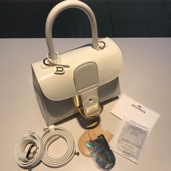 DELVAUX Box Calfskin Mini Brillant Satchel Ivory 1172448