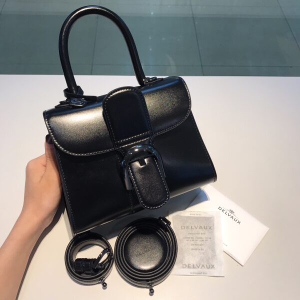 Delvaux Brillant Top Handle Bag Leather Mini Black 777121