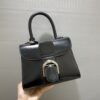 DELVAUX Grained Calfskin Mini Brillant Satchel Light black