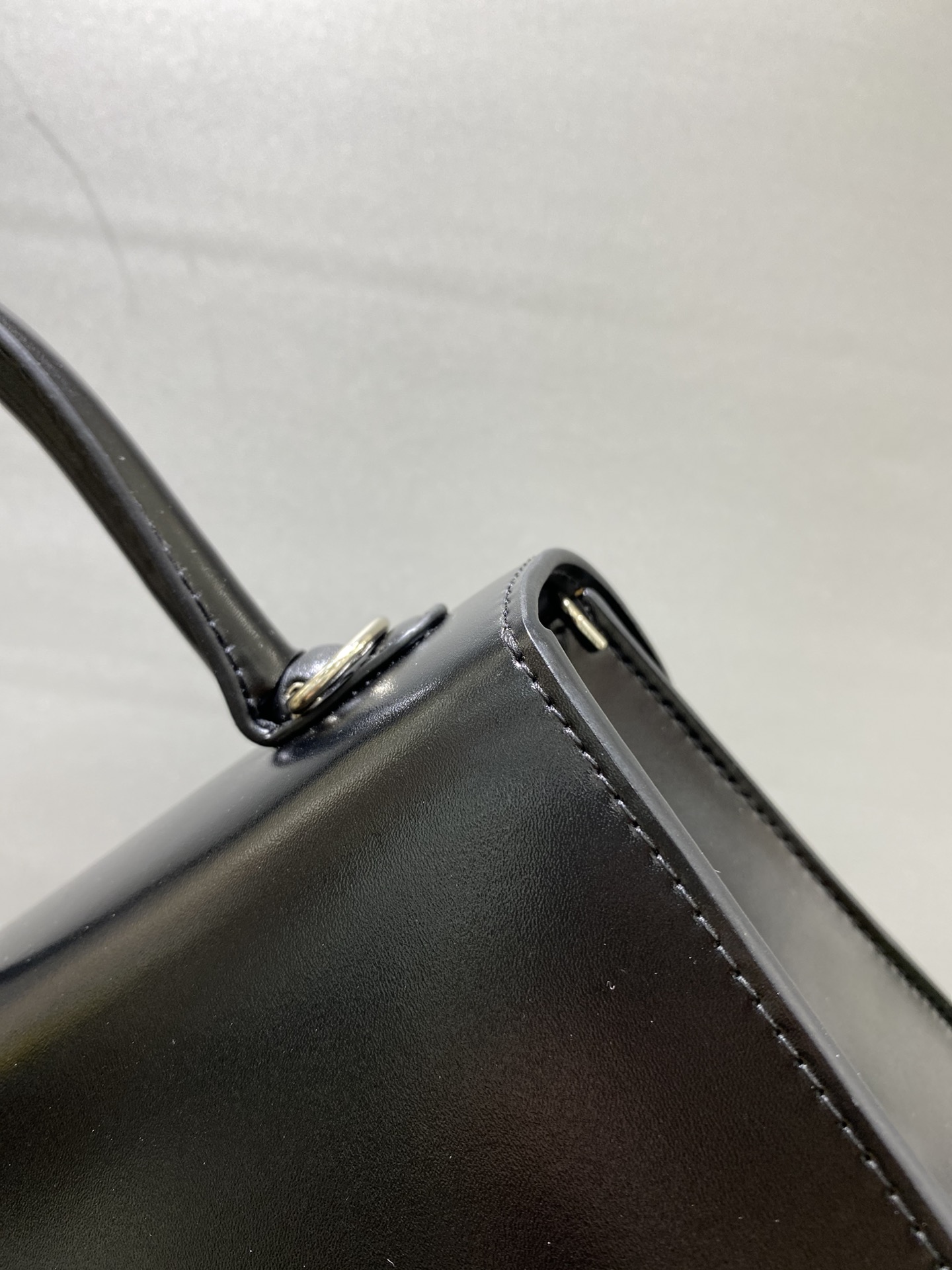 DELVAUX Grained Calfskin Mini Brillant Satchel Light black