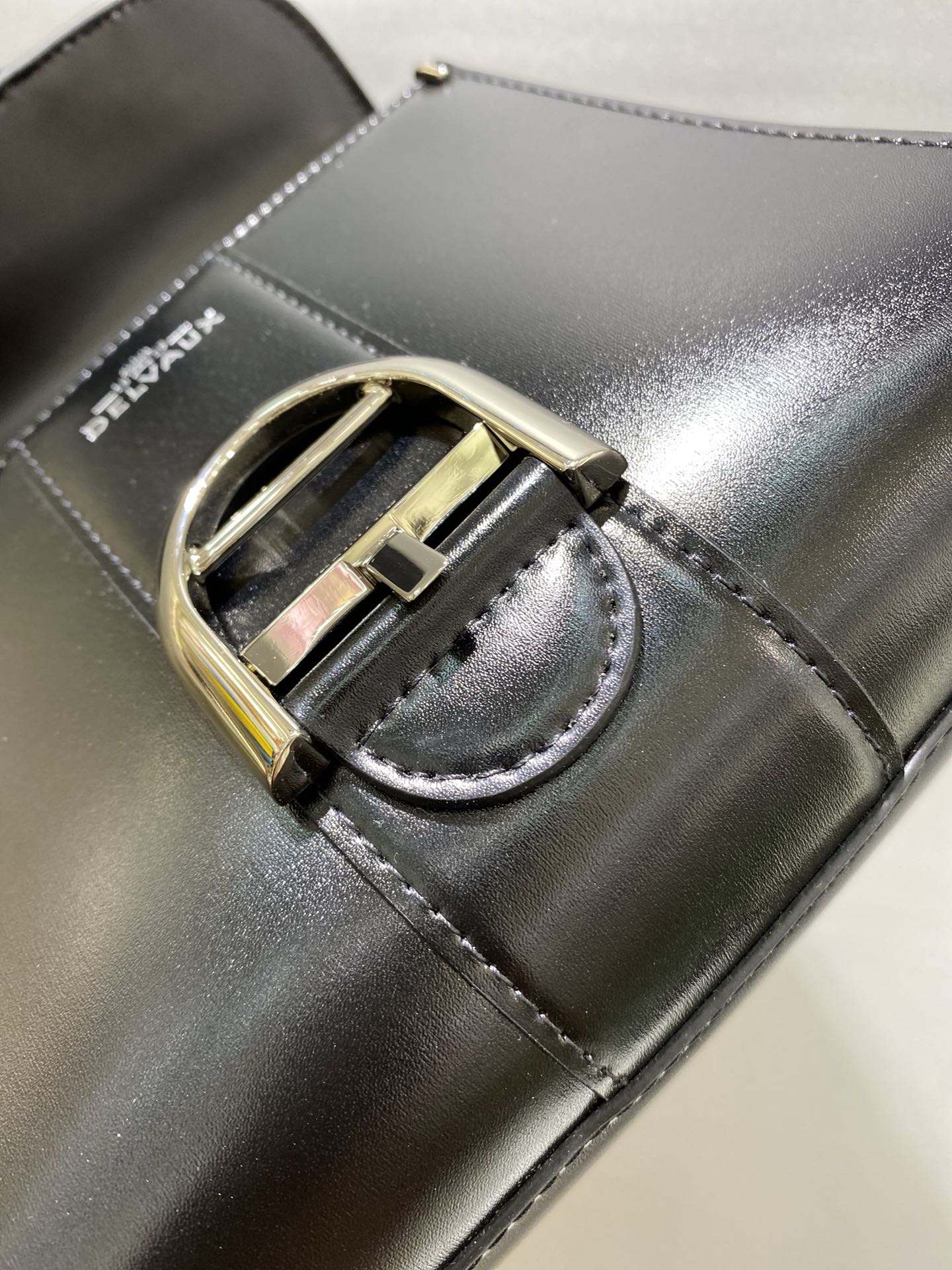 DELVAUX Grained Calfskin Mini Brillant Satchel Light black