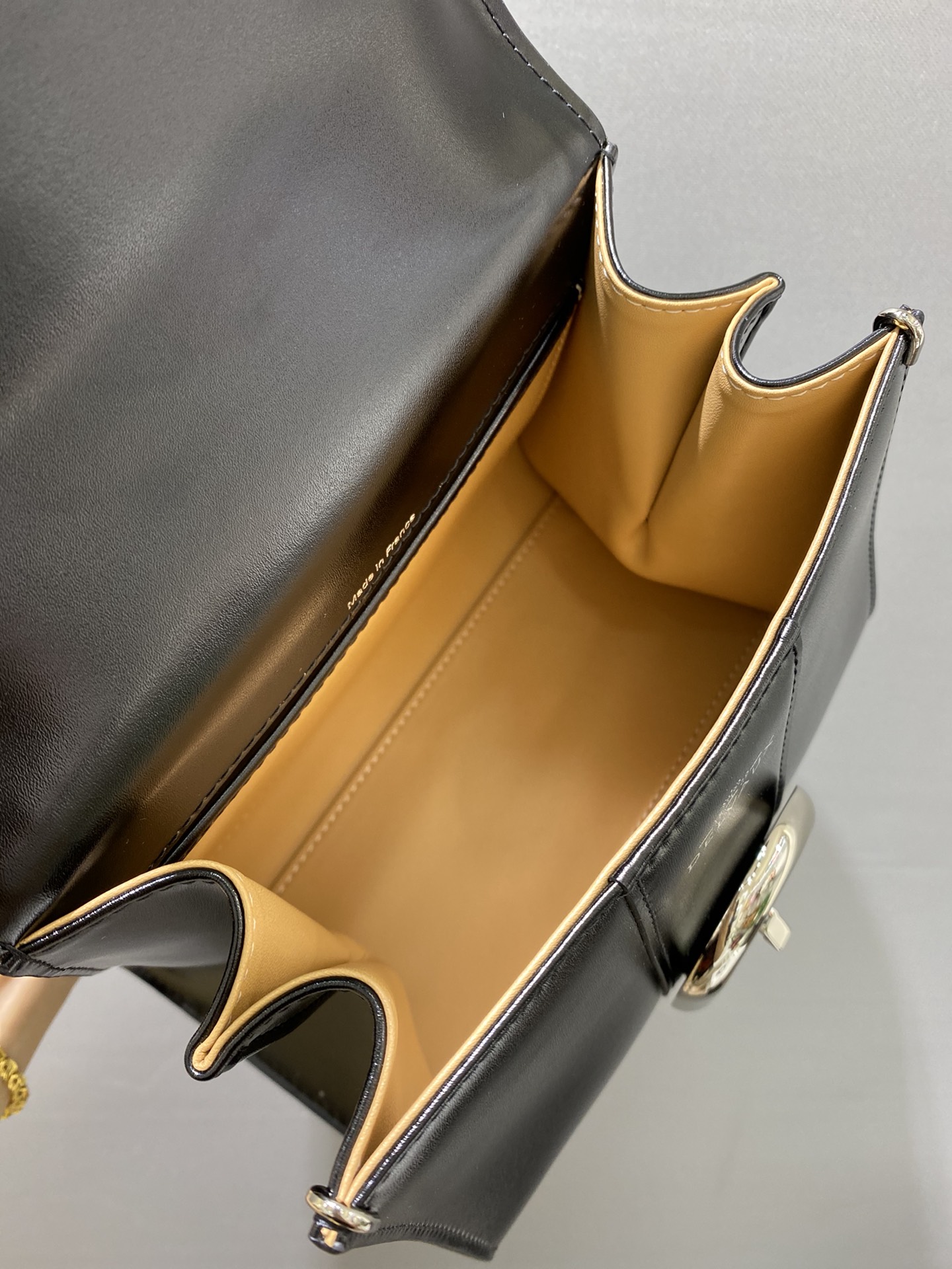 DELVAUX Grained Calfskin Mini Brillant Satchel Light black